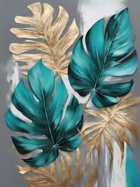 Model de tablou în relief: Monstera aurie