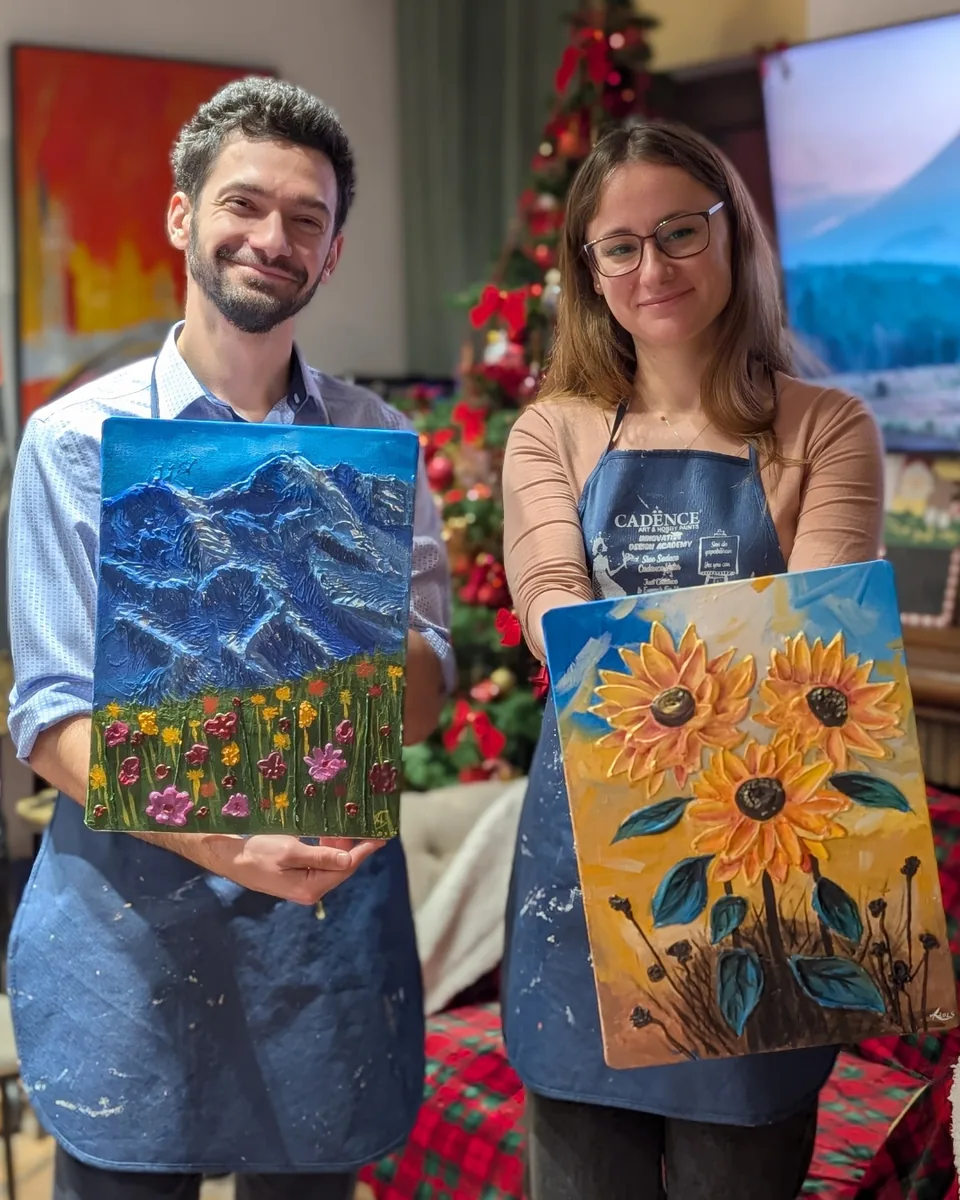 Colegi cu tablouri în relief cu teme de iarnă, la o seară de Crăciun Melinda Art
