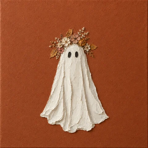 Model de inspirație de Halloween: Fantoma cu coroniță de flori