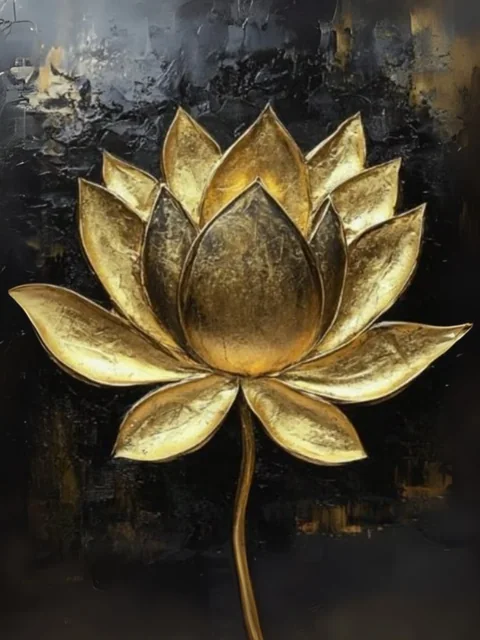 Model de tablou în relief: Lotus auriu