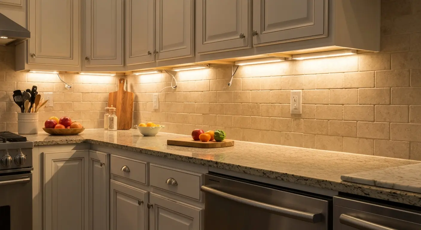 Under-cabinet task lighting installation