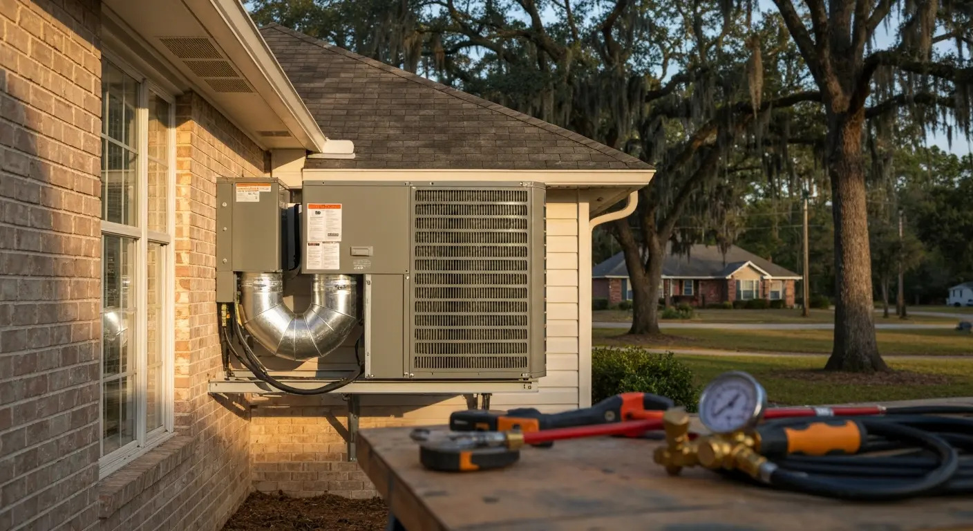 Modern HVAC system installation
