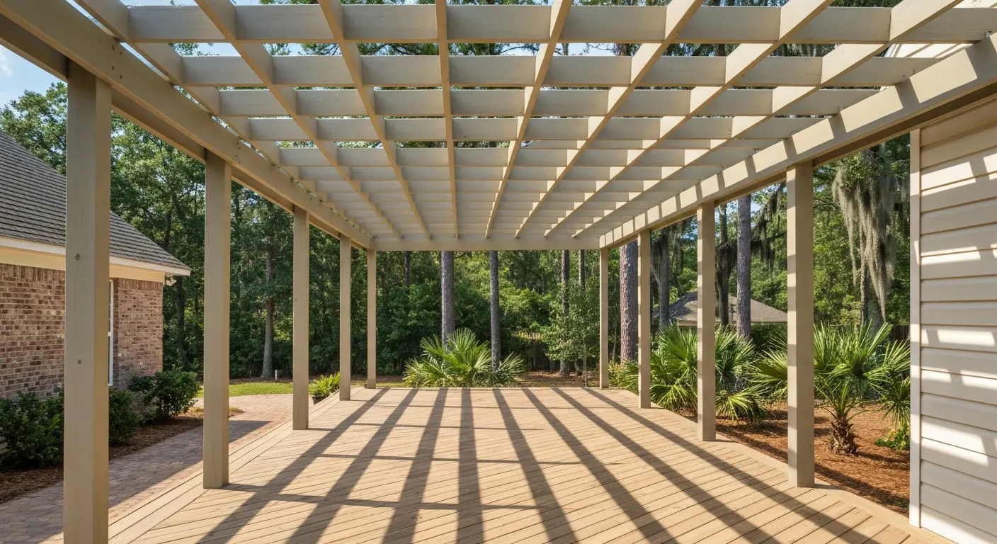Covered deck with pergola