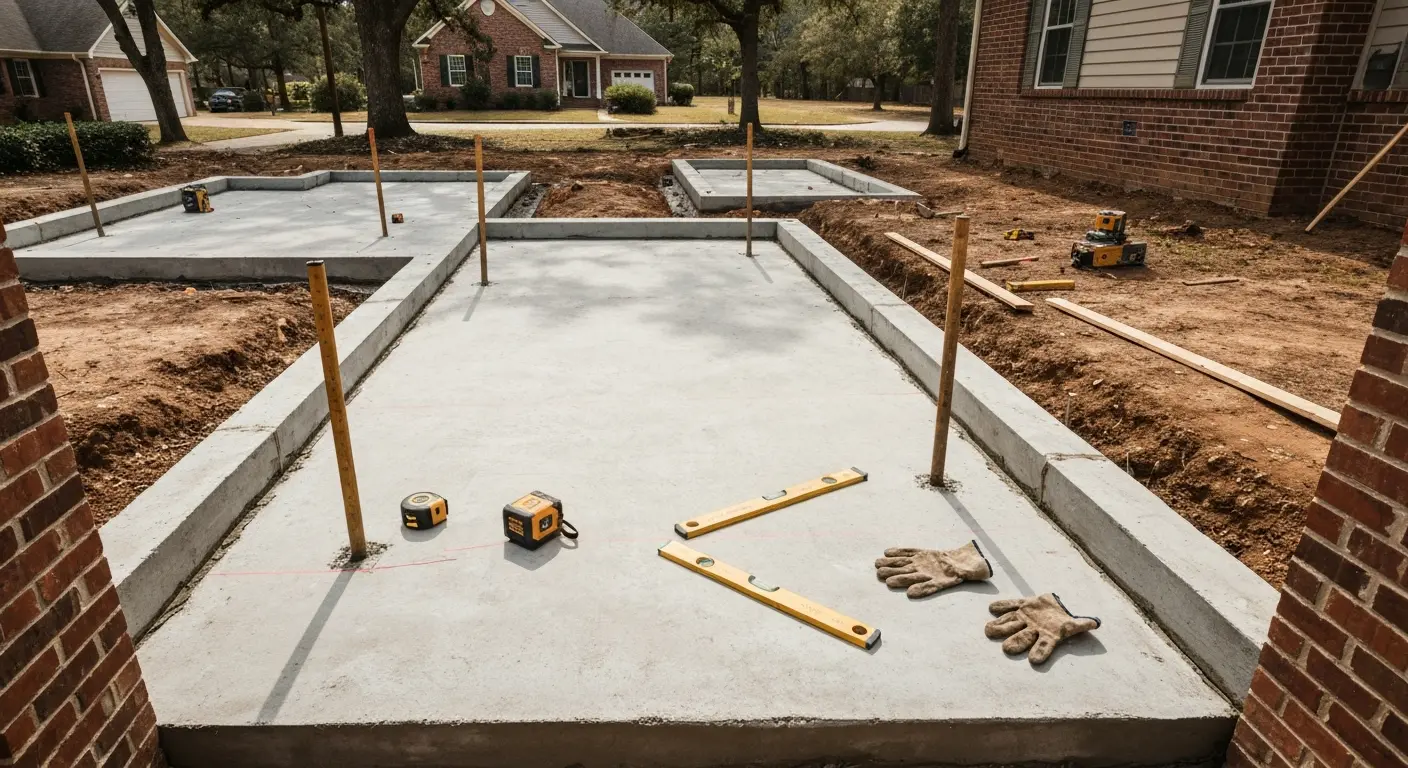 Foundation and framing work