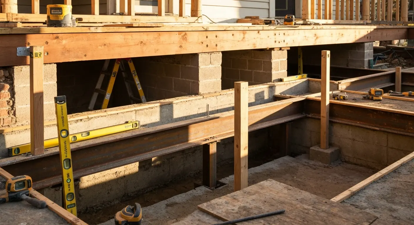 Foundation repair and framing work