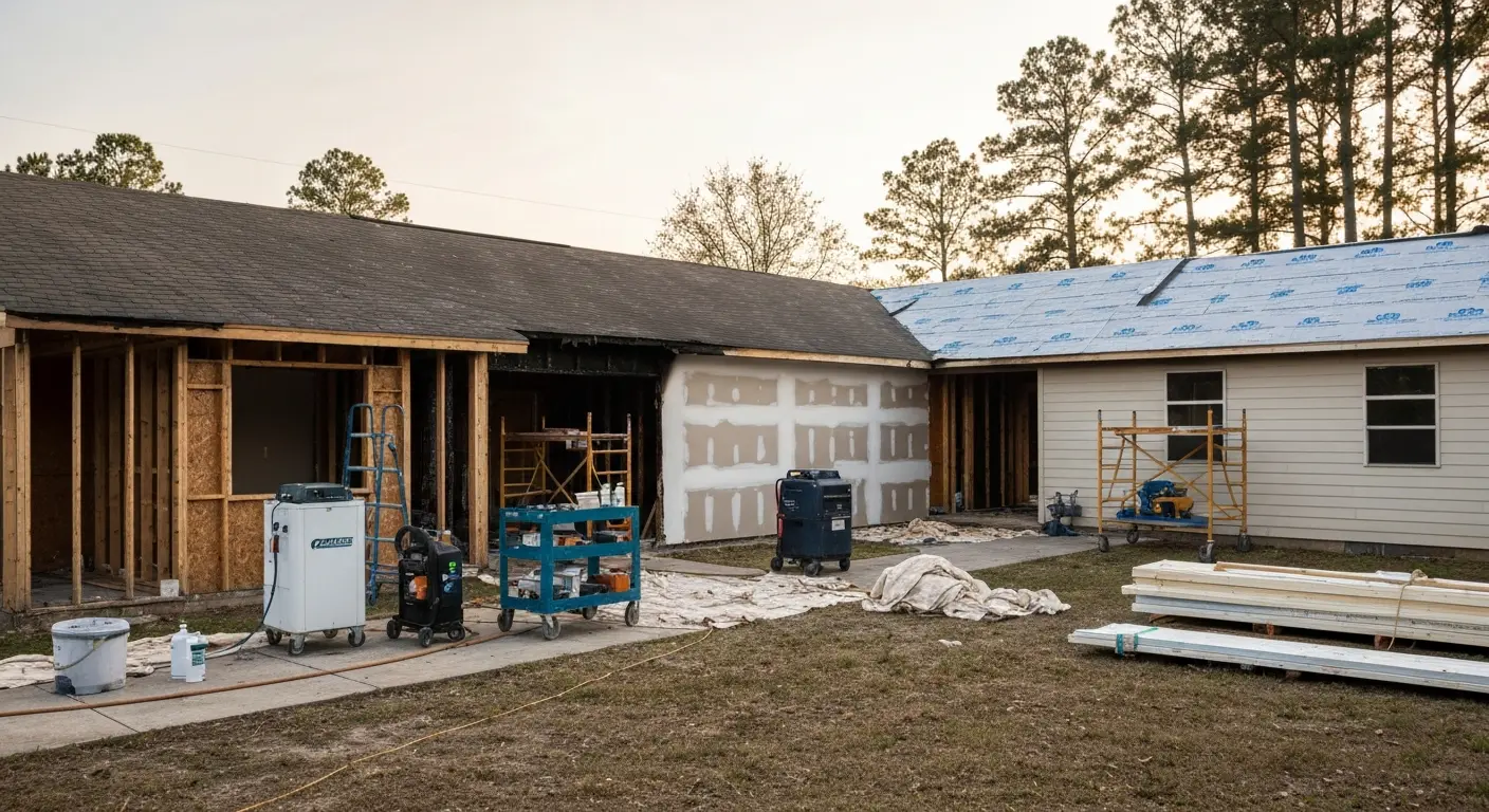 Fire damage restoration project