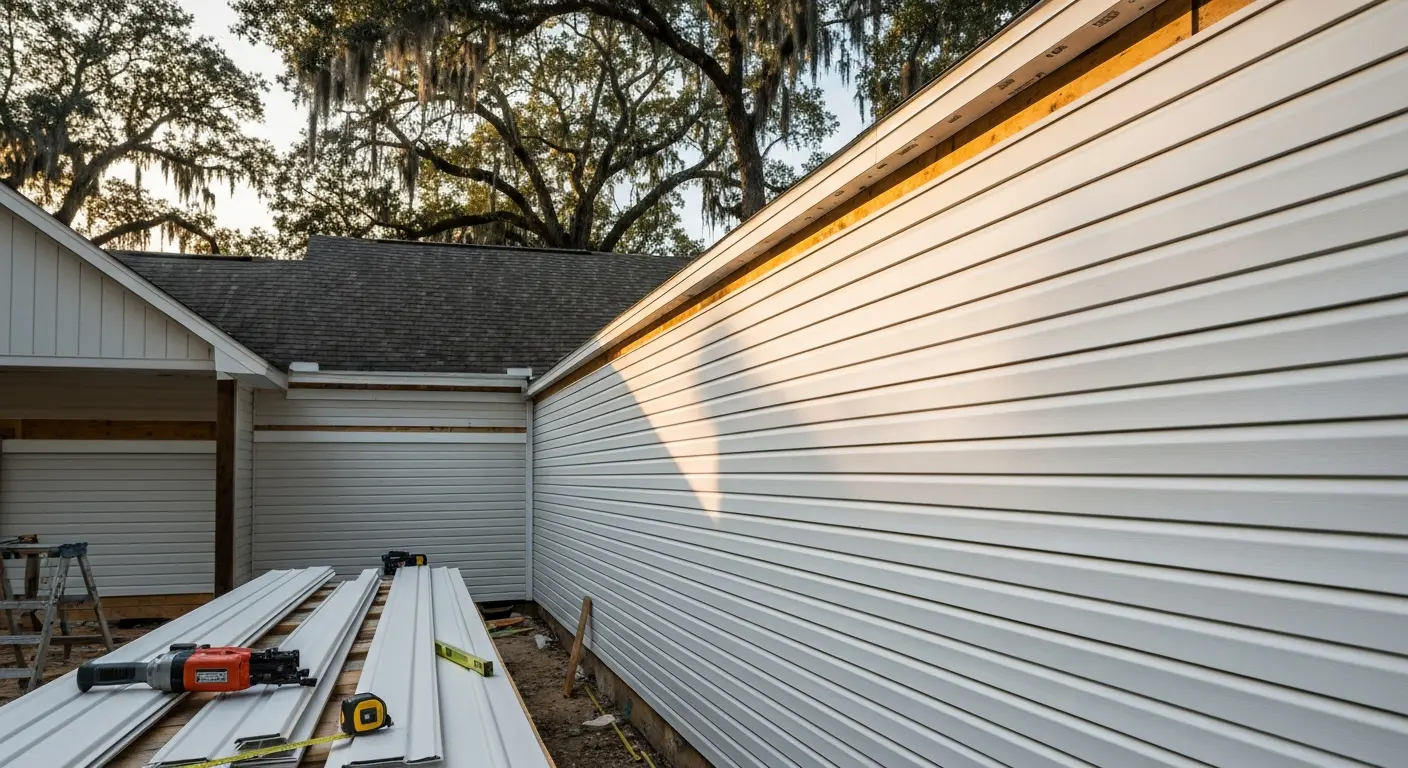 New siding installation