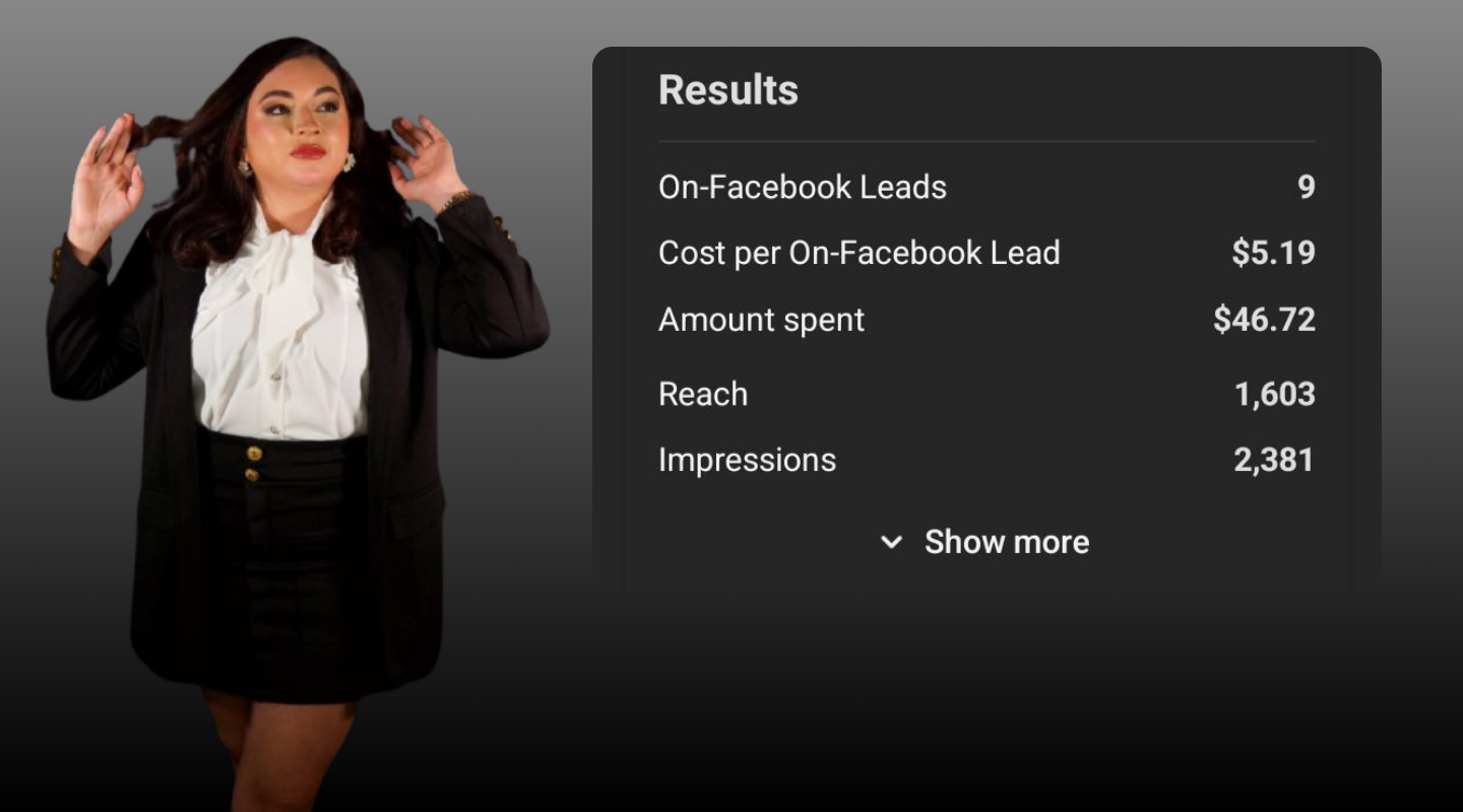 $47 in Ads first PMU student screenshot