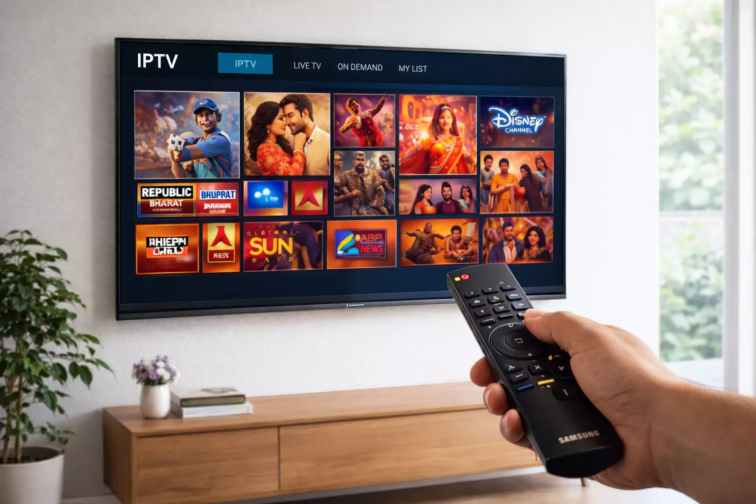 IndianIPTV running on a Samsung Smart TV