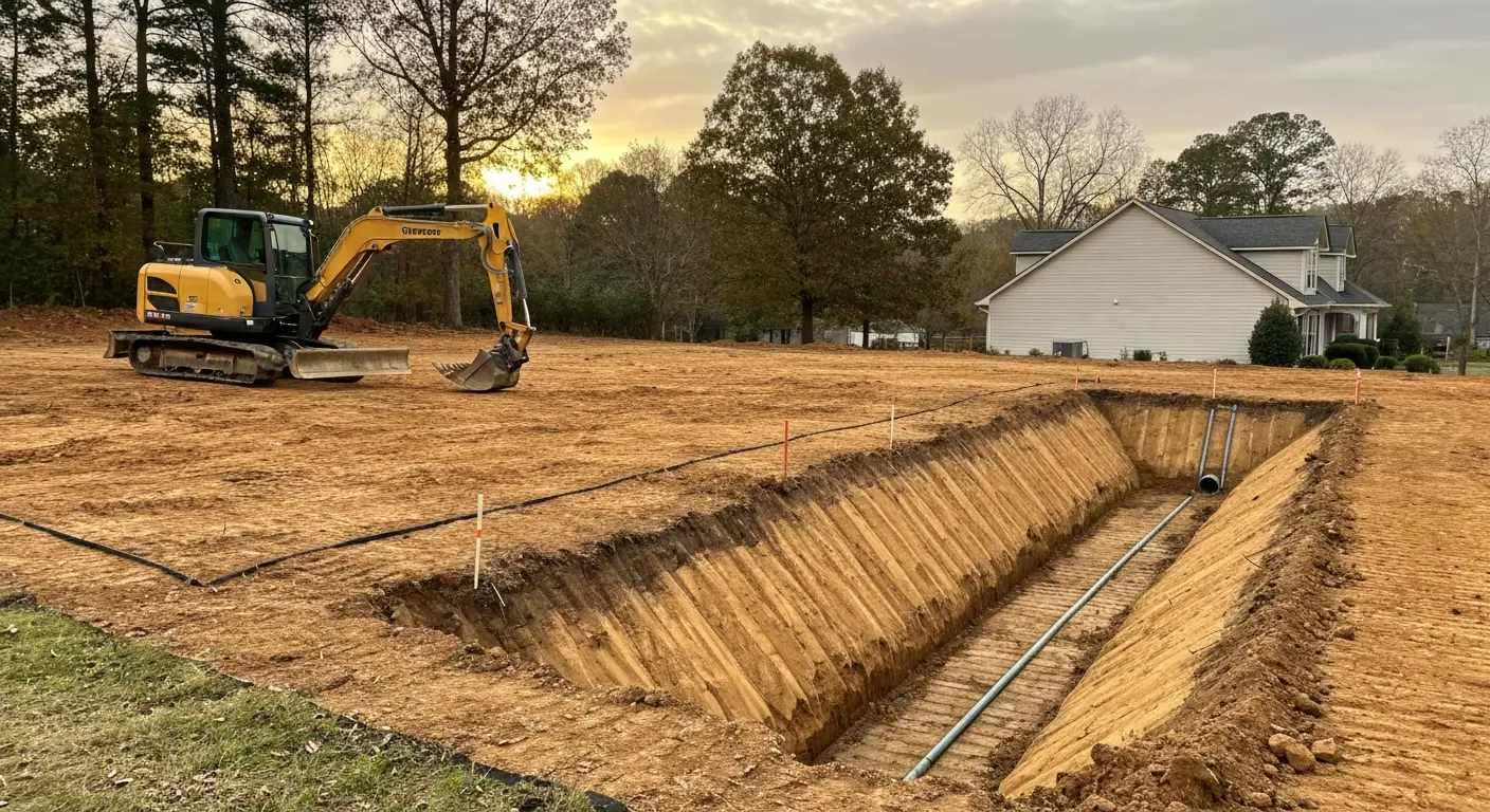 Grading and drainage work in progress