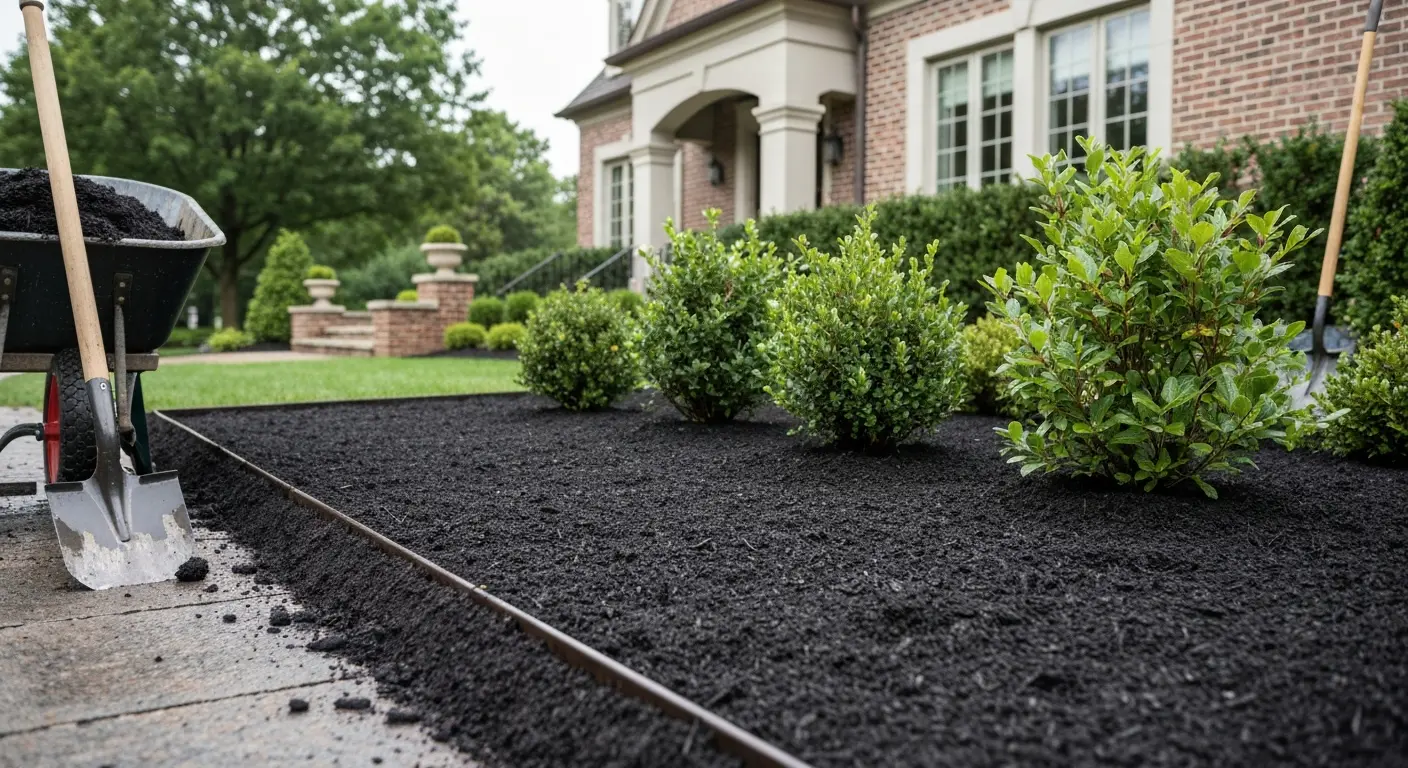 Mulch and landscape bed installation