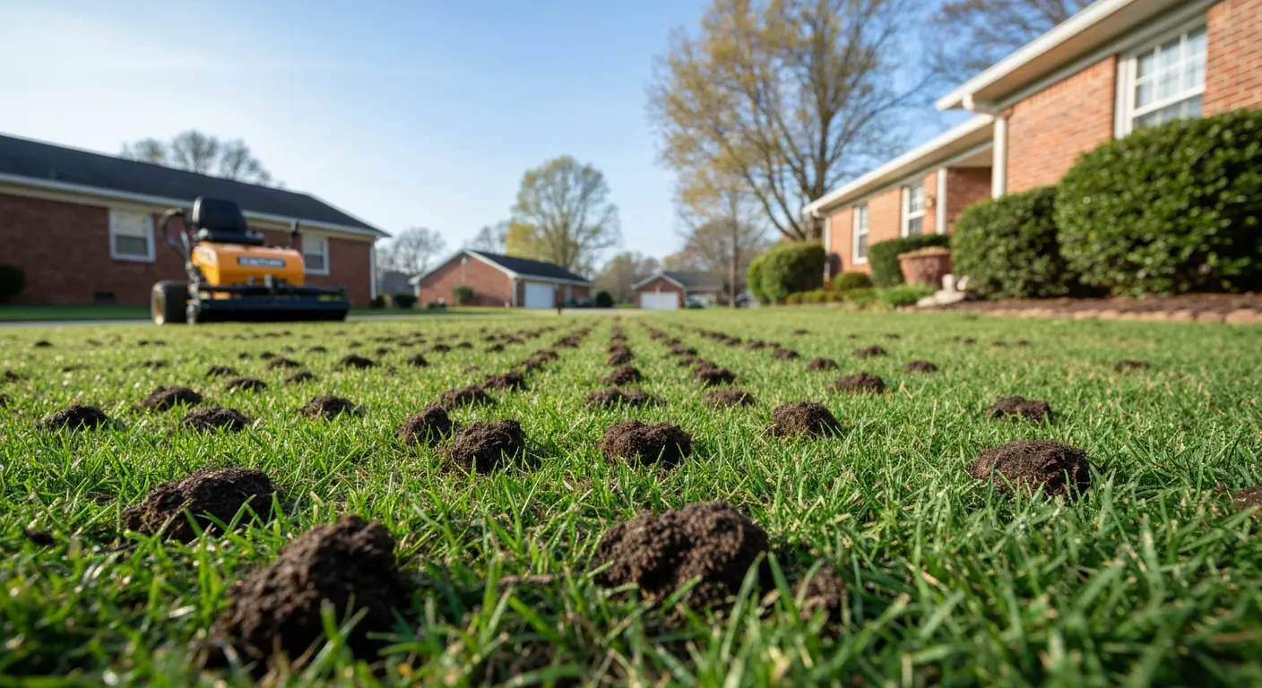 Spring lawn aeration project