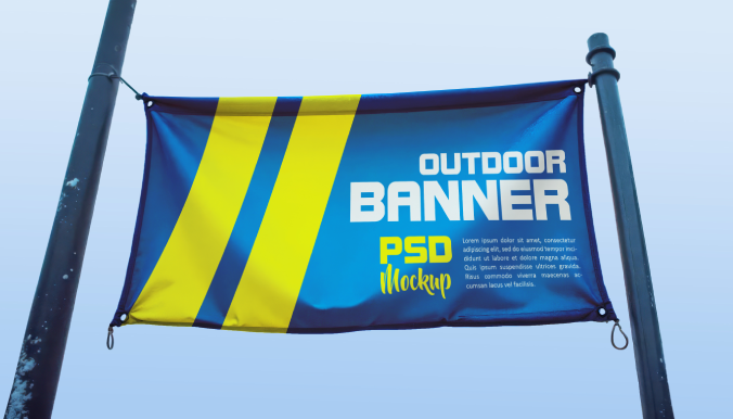 Large flex banner installed outdoors