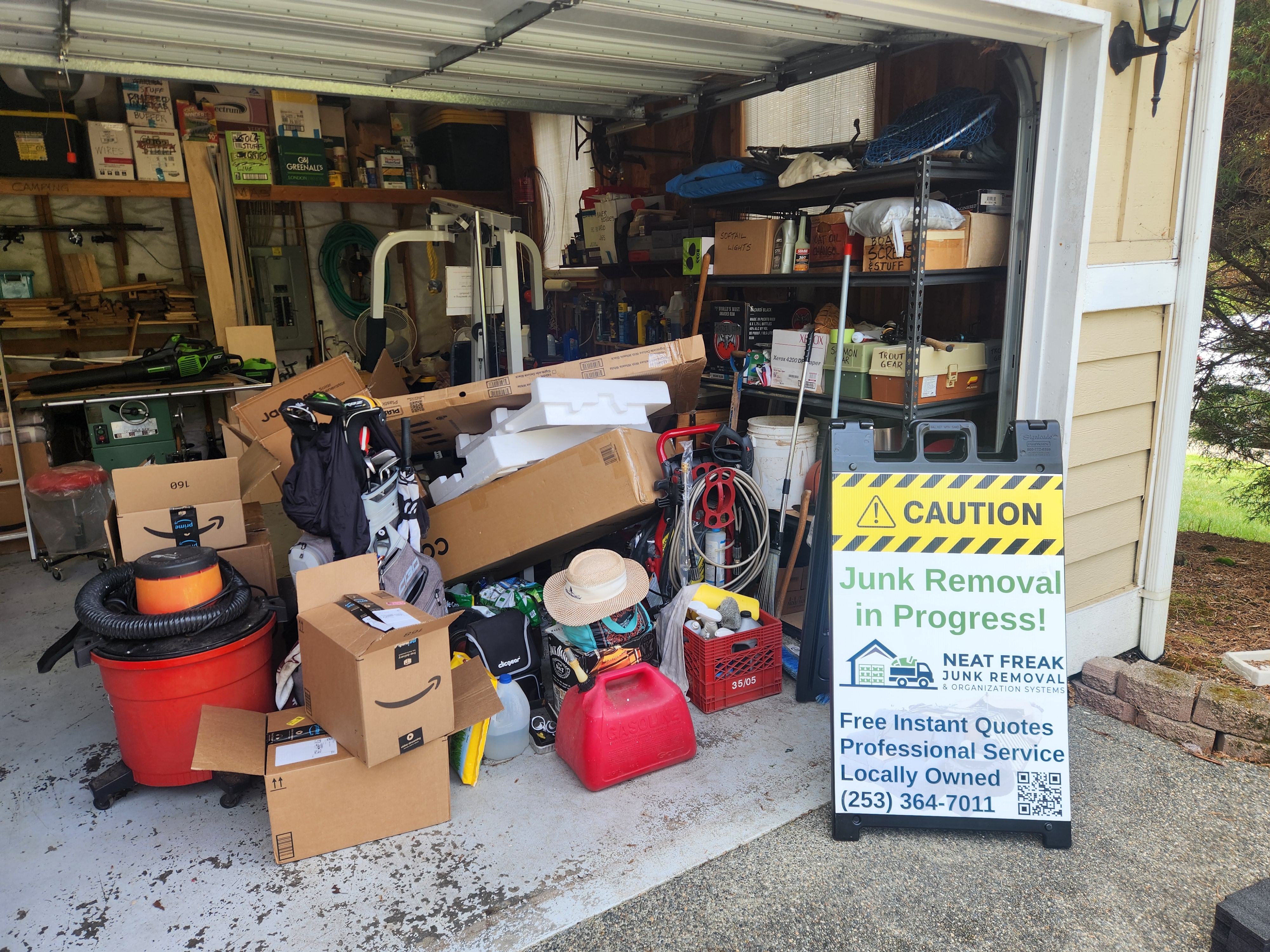 Renton Garage Cleanout - Cluttered space before junk removal