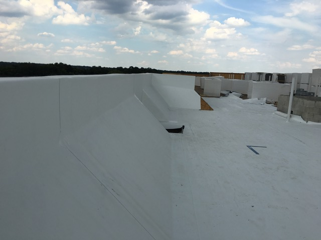Completed commercial roofing project by Advantage Roofing