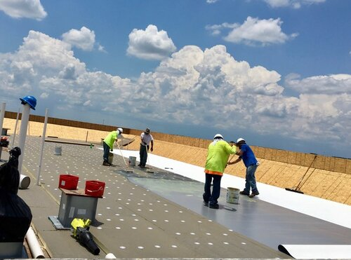 Completed commercial roofing project by Advantage Roofing