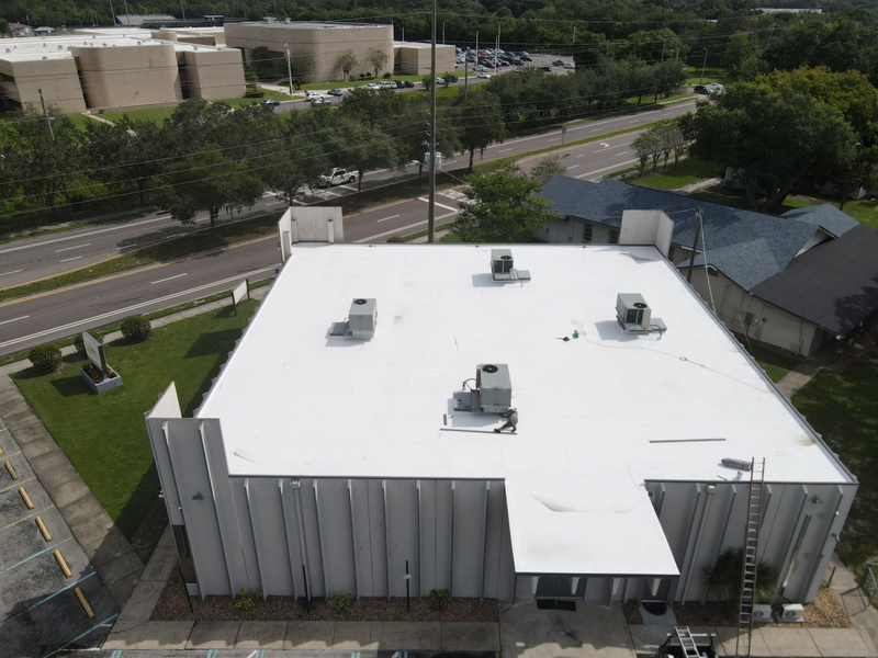 Completed commercial roofing project by Advantage Roofing