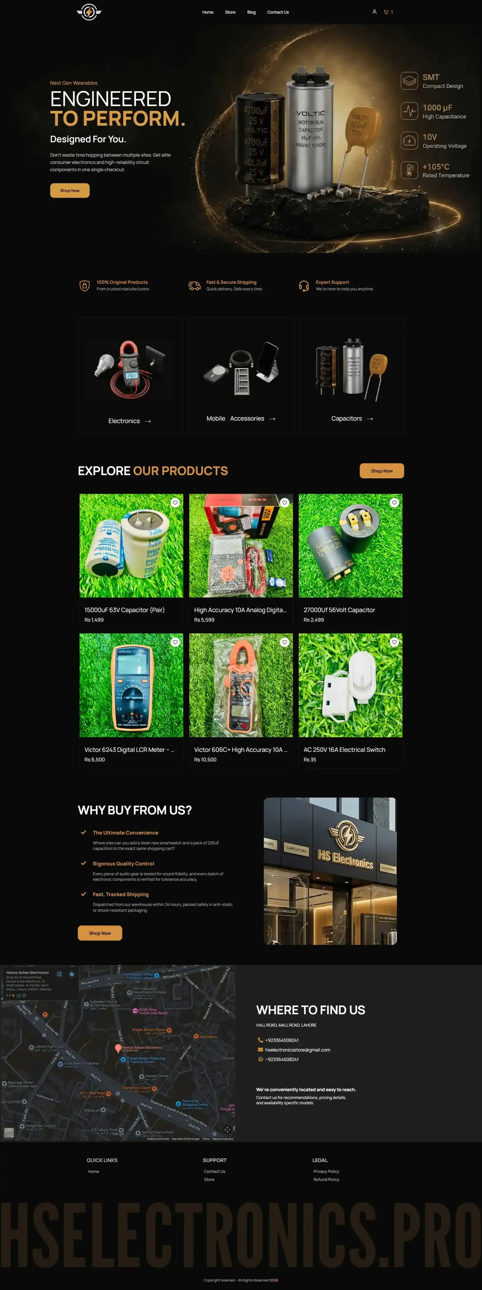 HS Electronics e-commerce website homepage design
