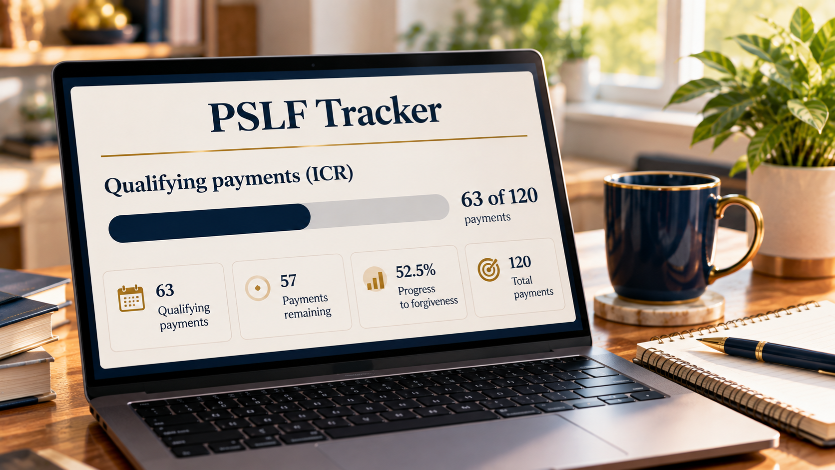 Laptop showing PSLF qualifying payments made under ICR Laptop showing PSLF qualifying payments made under ICR