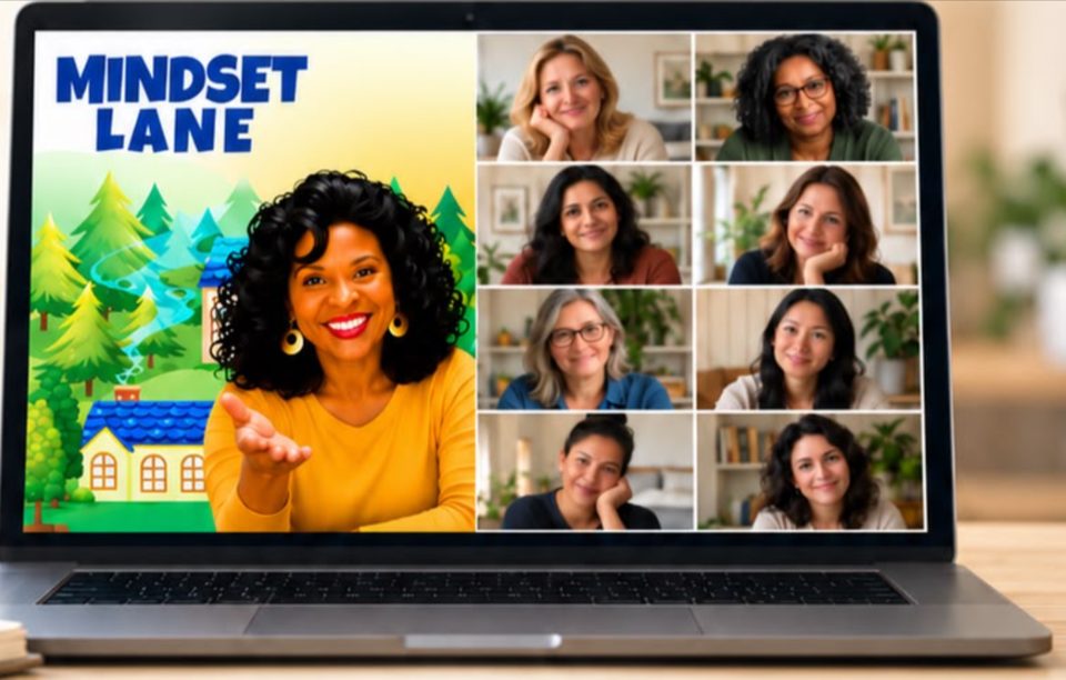 Aunty Concetta welcoming guests to the MINDSET LANE Monday Masterclass on a laptop video call