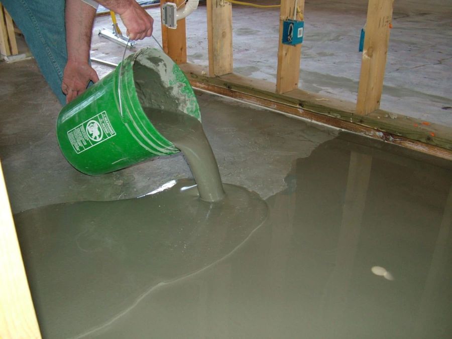 Concrete being placed into forms during a restoration project