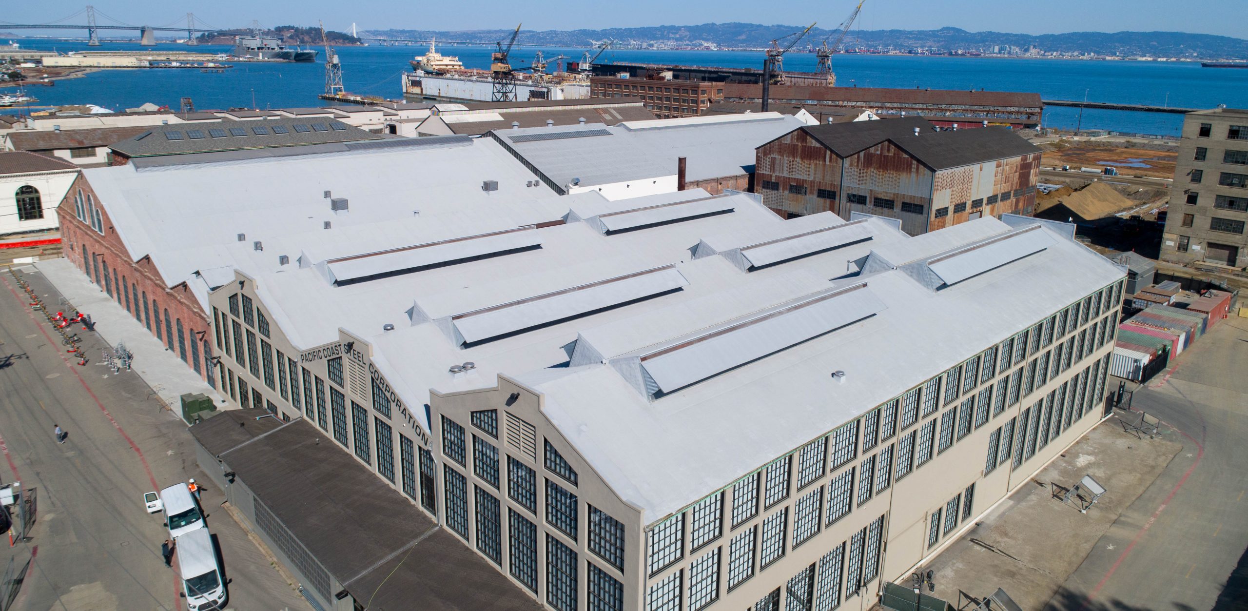 completed commercial roof renovation project by central coating company