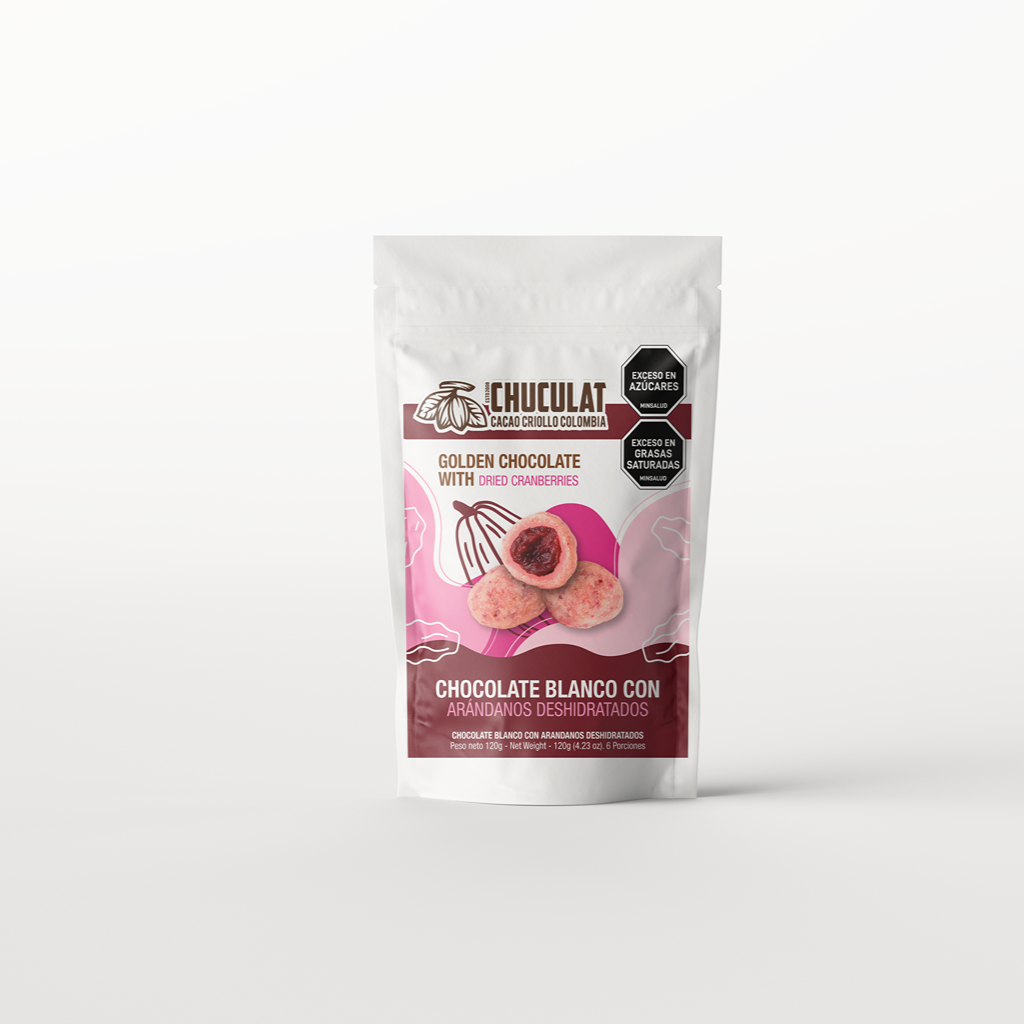 Grageas arándanos chocolate blanco con mora liofilizada 120grs
