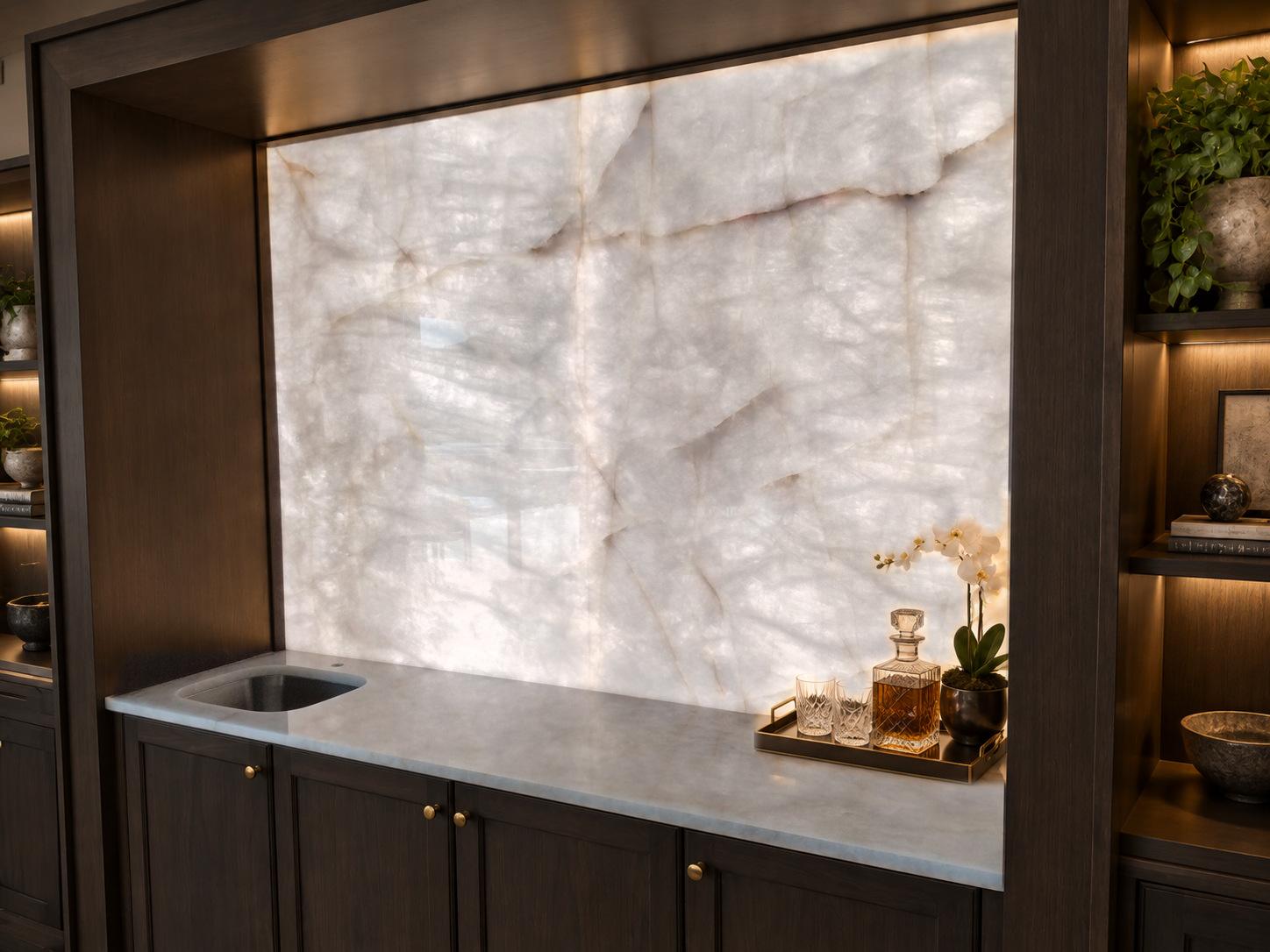 Backlit onyx bar