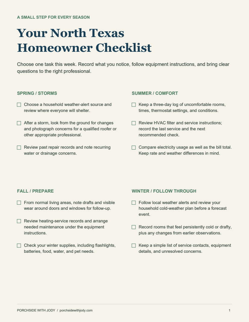 Preview of the seasonal North Texas Homeowner Checklist