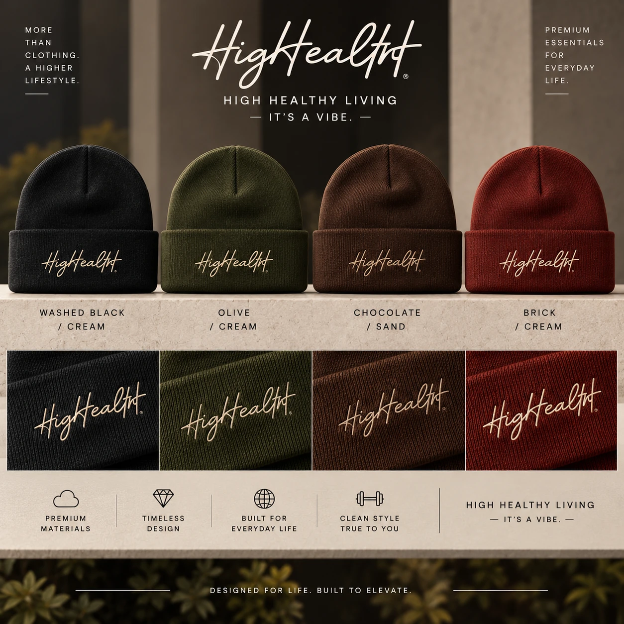 Foundation beanies in all four colorways