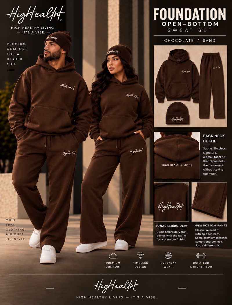 HiGHealtH Foundation Open-Bottom Chocolate / Sand Sweat Set