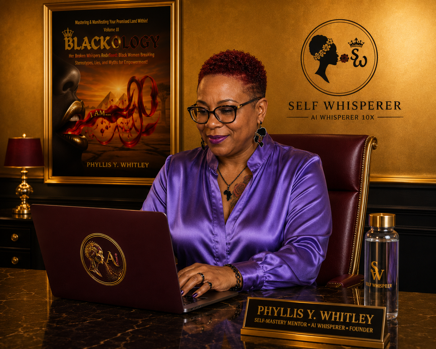 Phyllis Y. Whitley sitting at desk