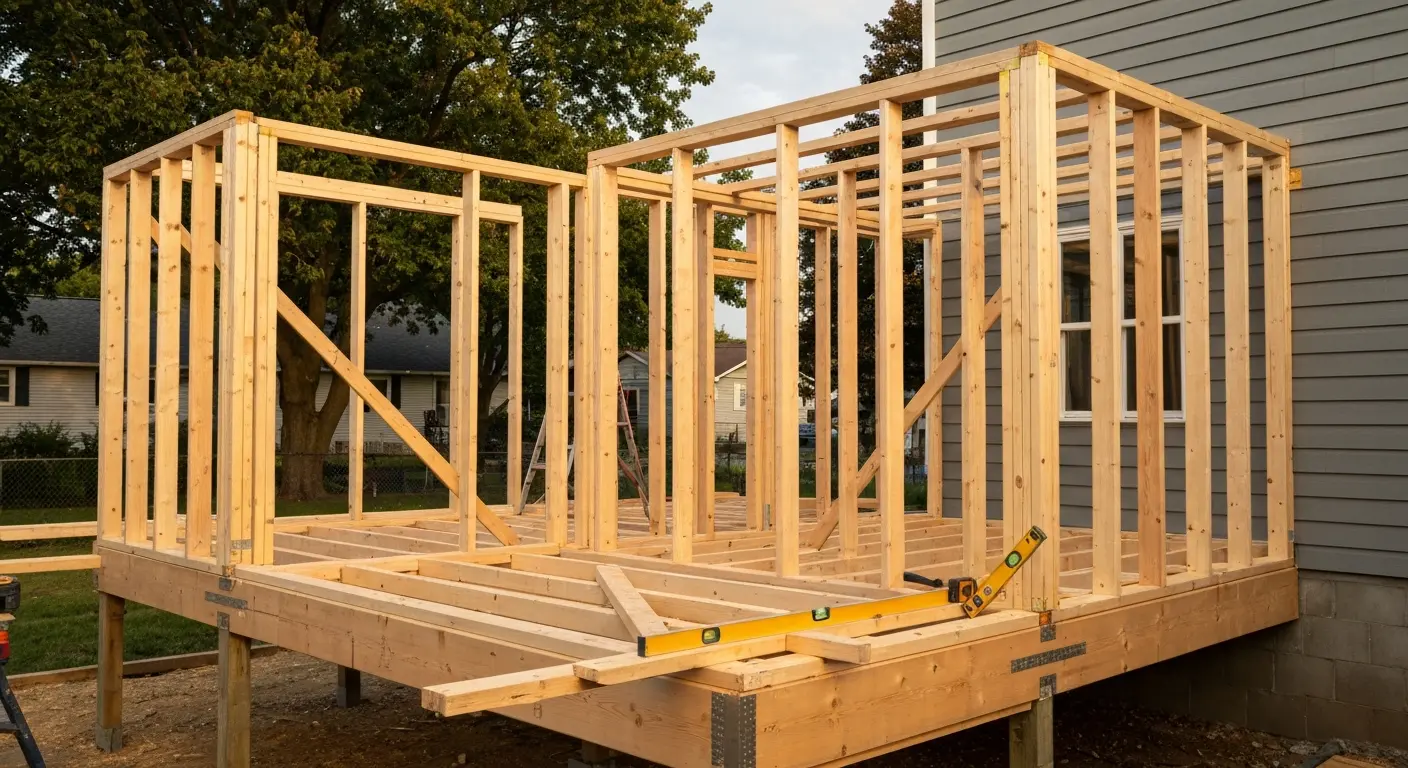 Framing work on home addition