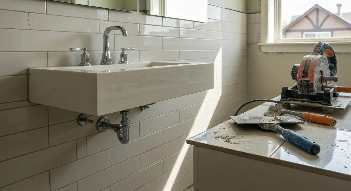 Bathroom tile installation
