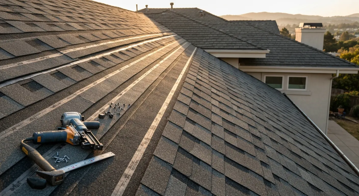 Roofing work on Tiburon home