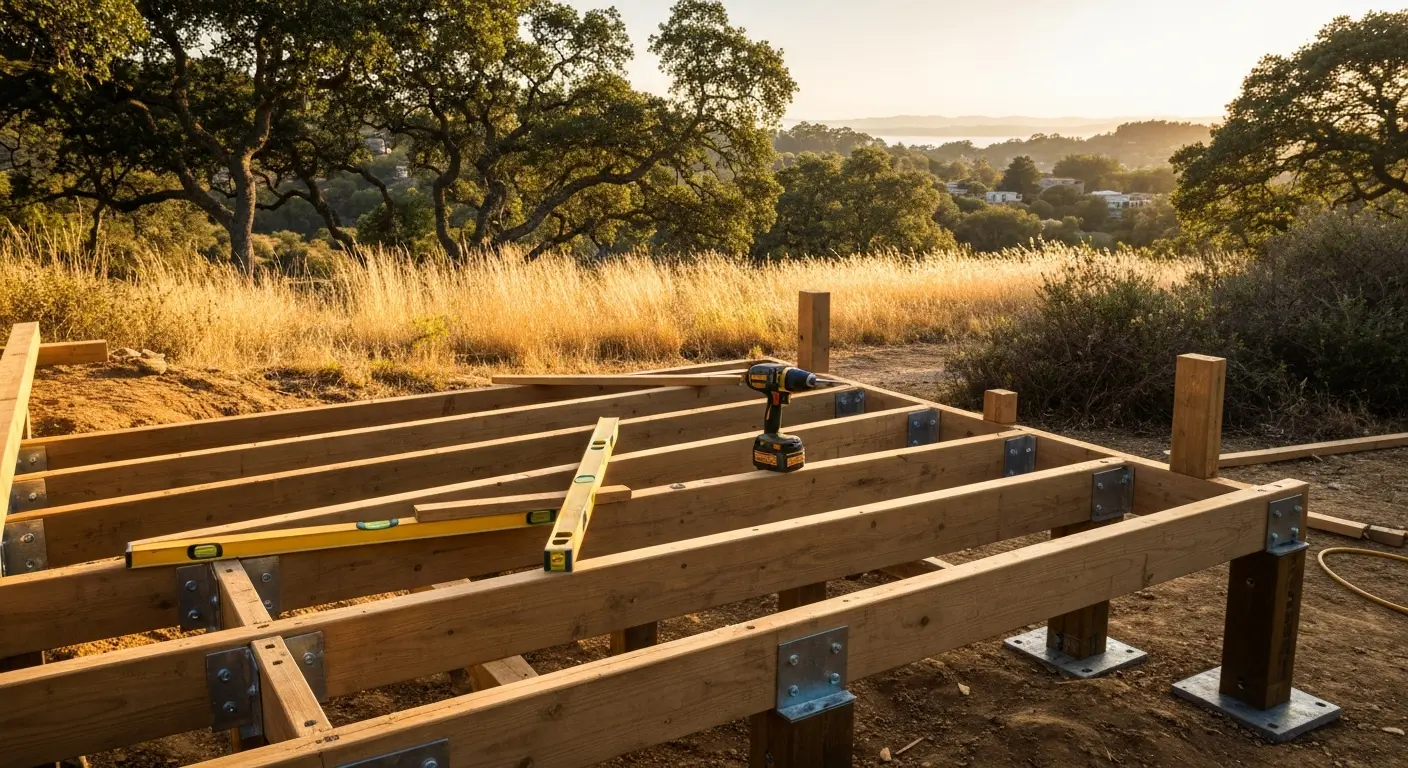 Custom deck construction on Tiburon hillside