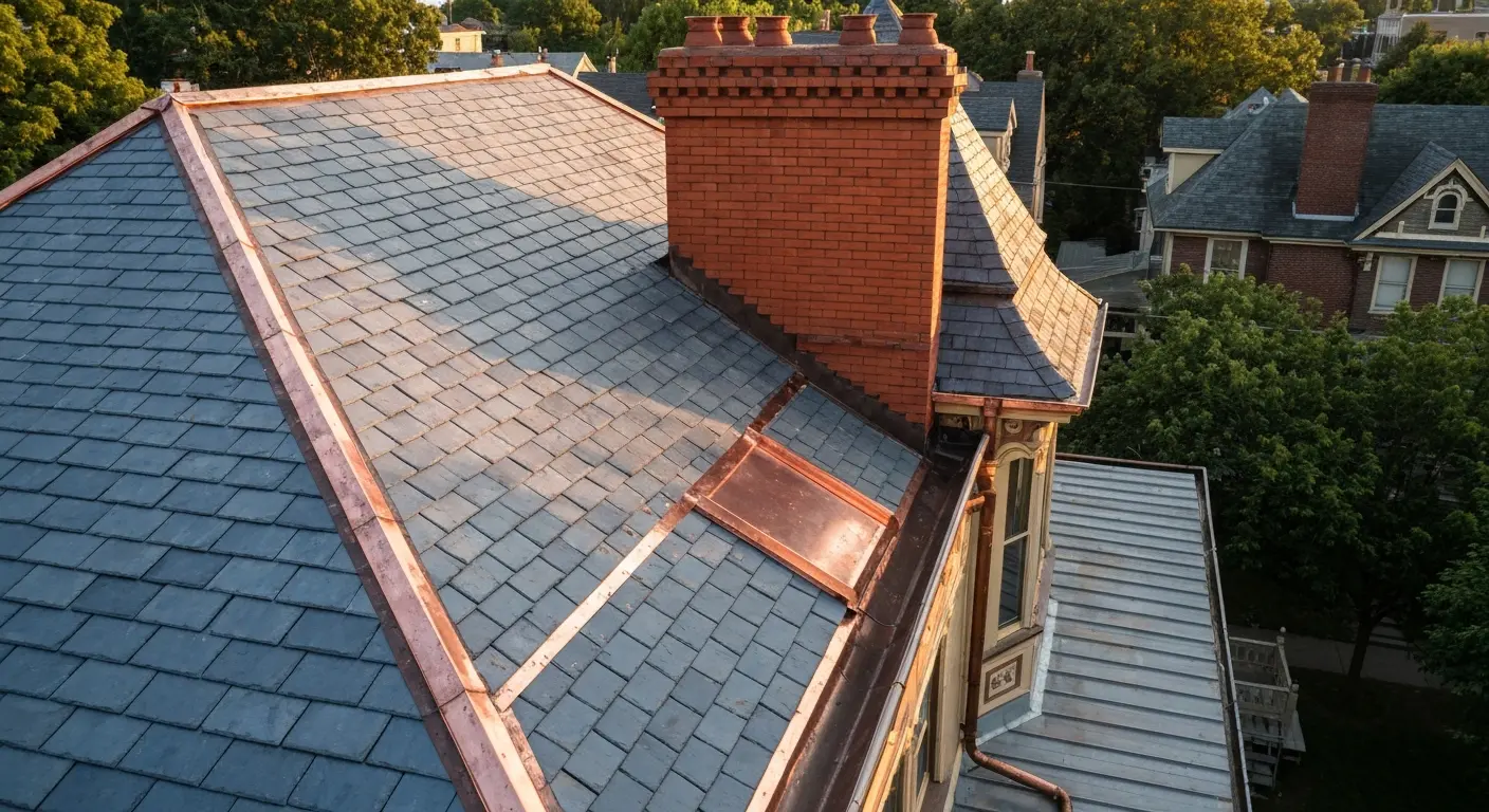 Roofing installation on Victorian home