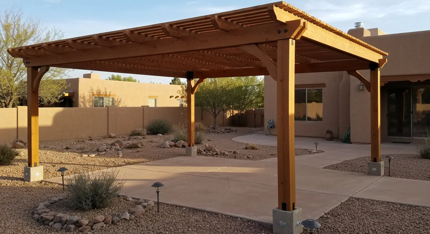 Custom pergola installation in a yard