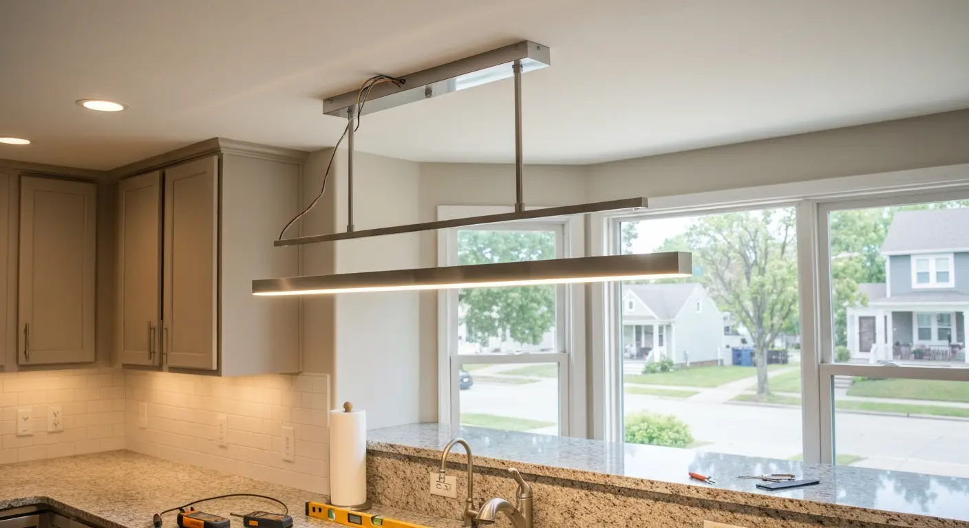 Modern kitchen lighting fixture installation