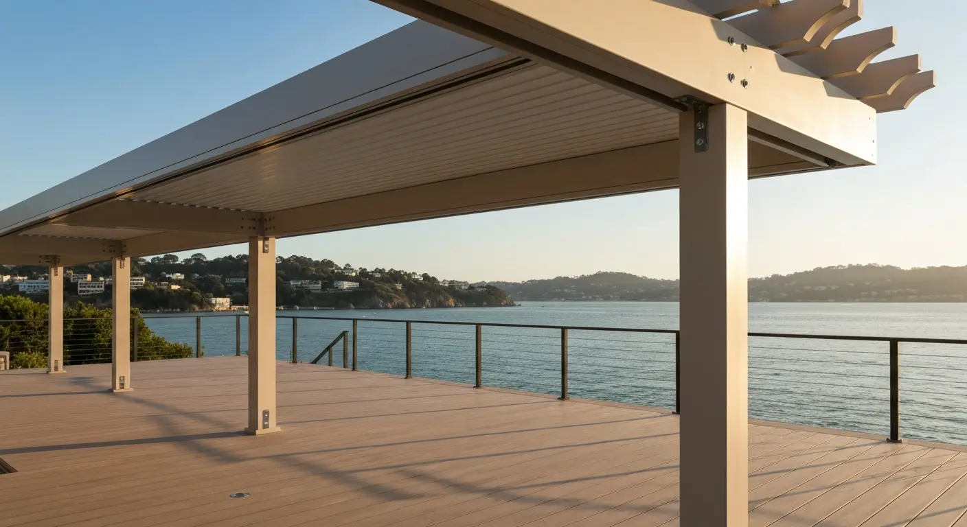 Pergola installation on custom deck