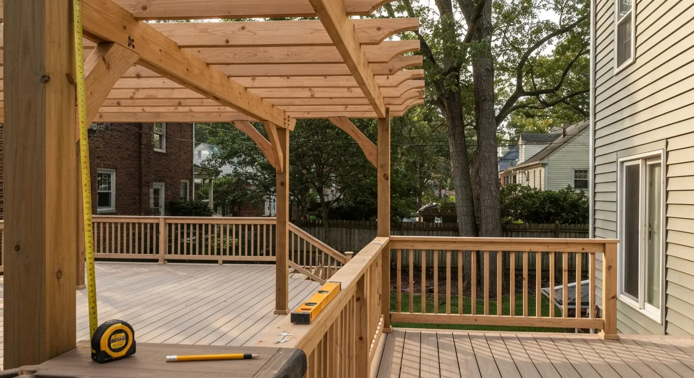 Custom built pergola and deck