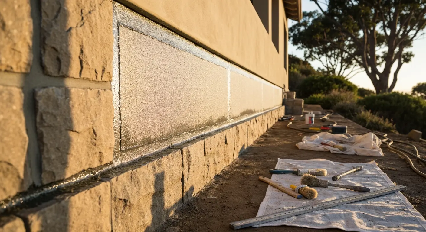 Foundation repair and waterproofing work