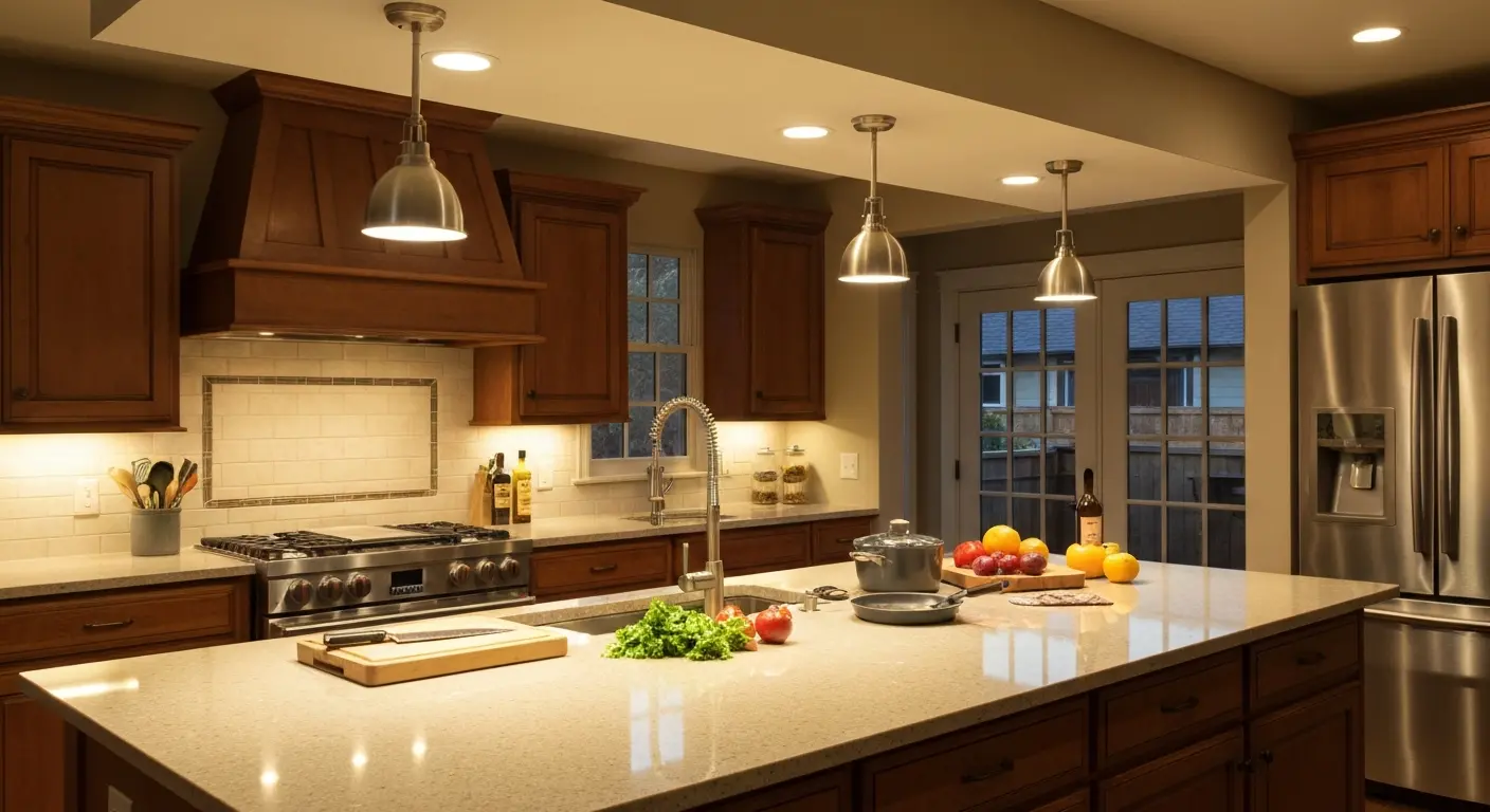 Task lighting over kitchen island