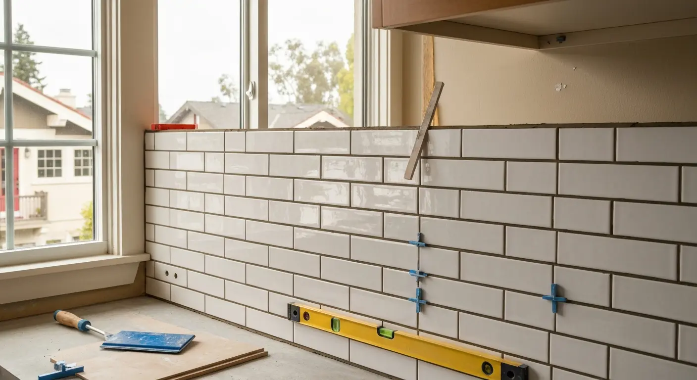 Tile backsplash installation