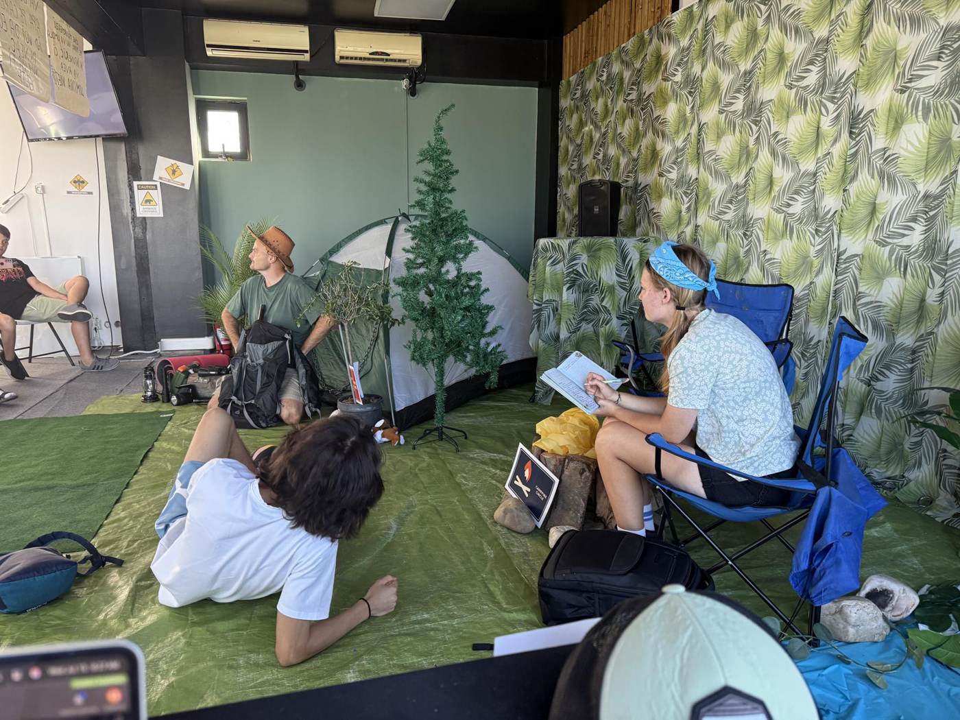 Volunteers serving at camp