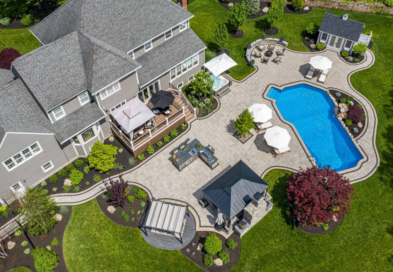 Luxury paver patio installation at Barrington Hills estate home