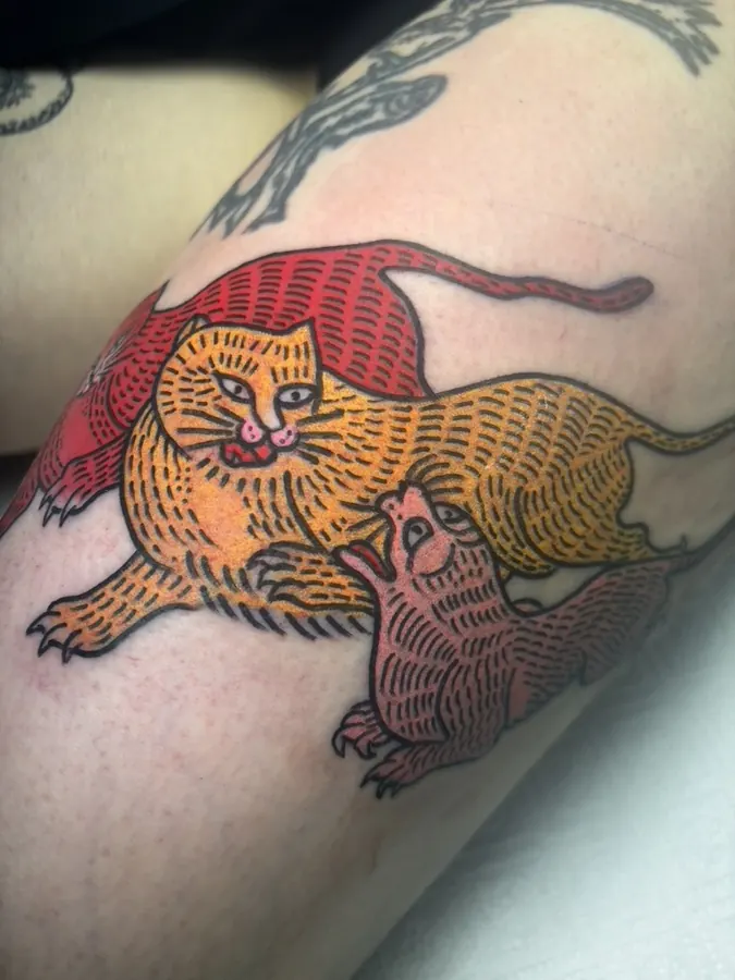 Colour tiger tattoo by Orne