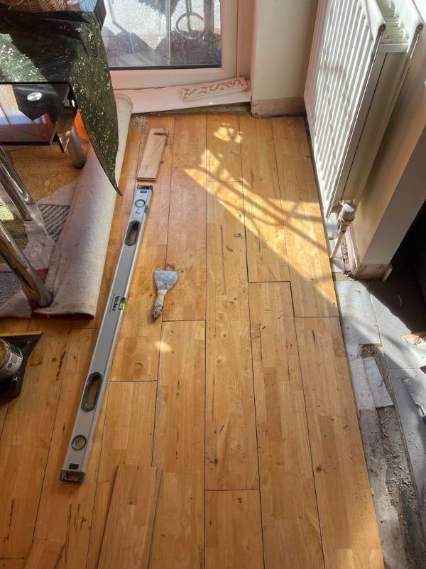 Hallway with skirting boards removed