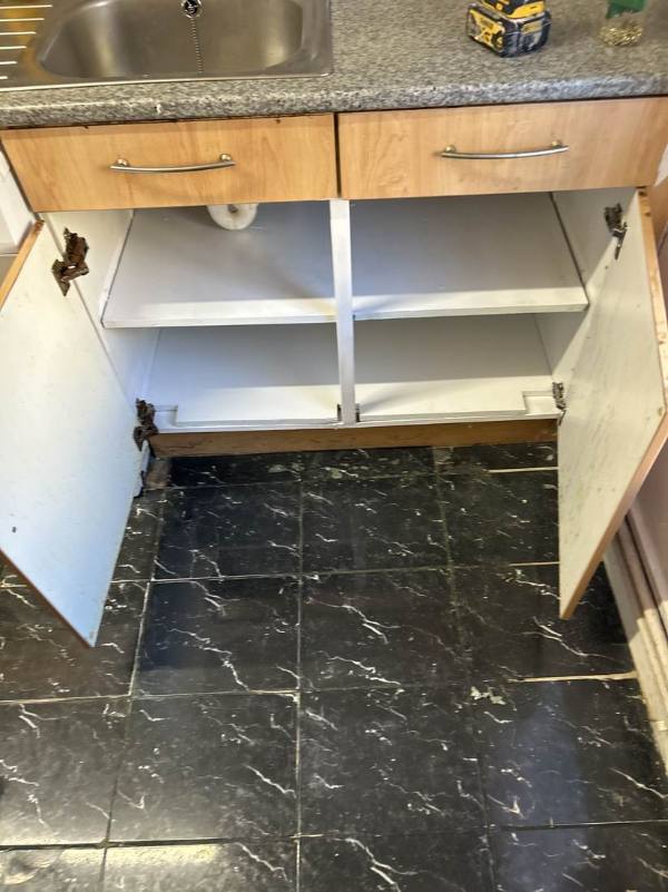 Rebuilt kitchen base unit with new shelves