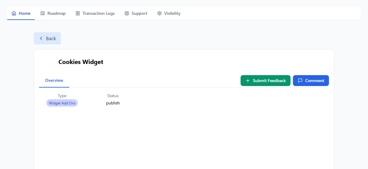 Widget Add-On Detail Page